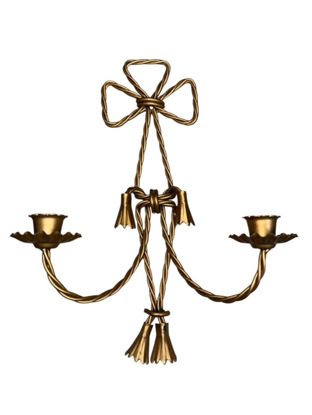 Vintage? 1 Metal Candle Wall Scone Gold Tone 13.5 in Tall
